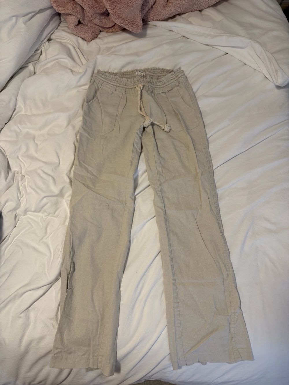 Roxy Women's Straight Leg Drawstring Pants in Light Beige